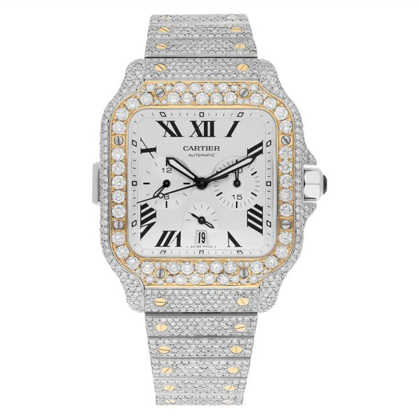 Cartier Santos Chronograph W2SA0008 44mm Two-Tone Diamond Watch