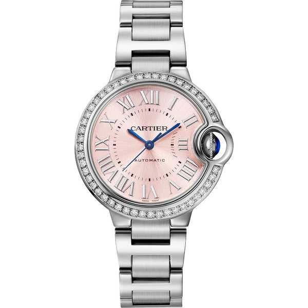 Cartier Ballon Bleu W4BB0037 33mm Diamond Bezel Pink Dial Automatic