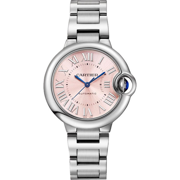 Cartier Ballon Bleu WSBB0068 33mm Pink Dial Steel Bracelet Watch