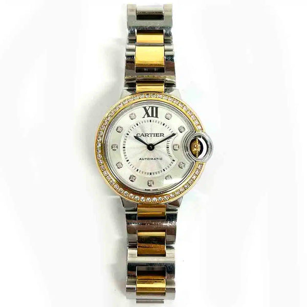 Cartier Ballon Bleu WE902077 33mm Diamond Bezel Silver-Tone Dial