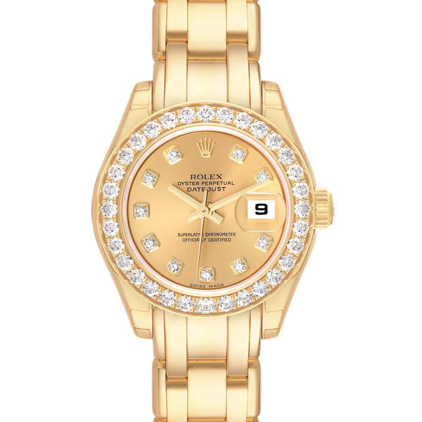 Rolex Lady-Datejust Pearlmaster 80298 29mm Yellow Gold Champagne Dial