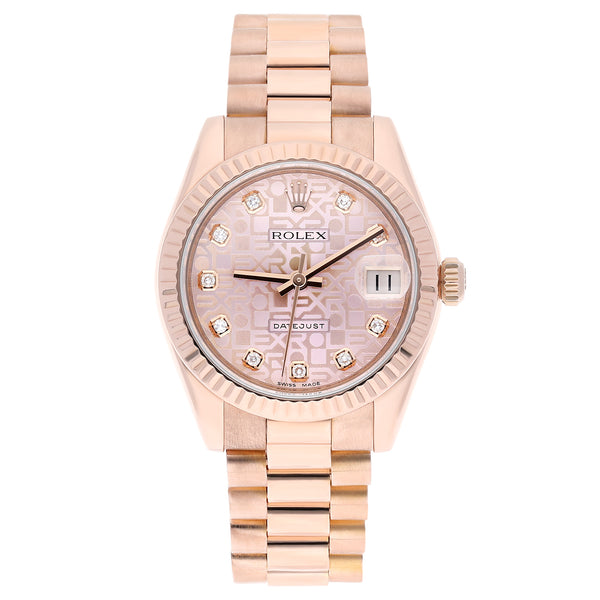 Rolex Datejust 178275F 31mm Pink Diamond Dial Rose Gold President Bracelet 2013