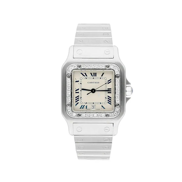Cartier Santos Galbée W20018D6 29mm Stainless Steel Diamond Bezel Watch