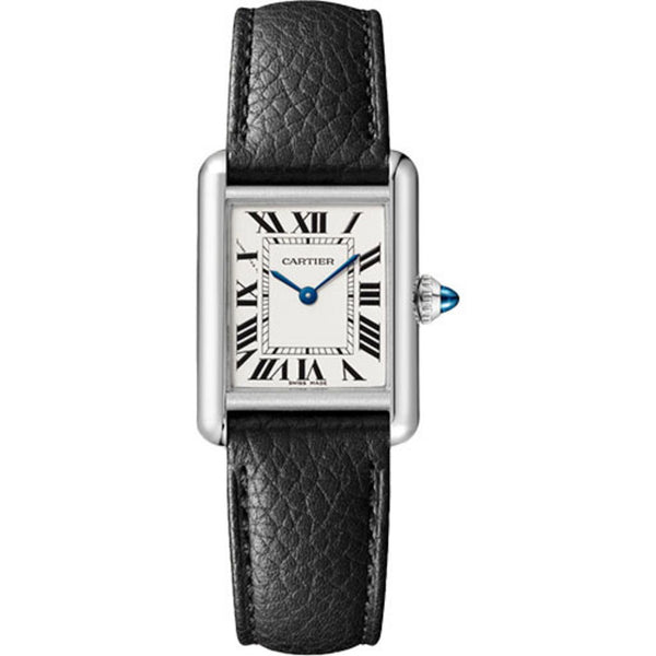 Cartier Tank Must WSTA0042 29mm Silver Dial Black Leather Strap Watch