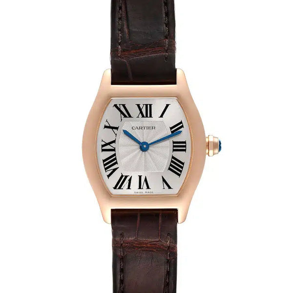 Cartier Tortue W1556360 24mm Rose Gold Ladies Watch with Silver Dial