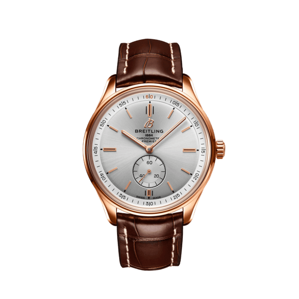 Breitling Premier Automatic 40 Reference R37340351G1P1 18k Rose Gold Silver Dial