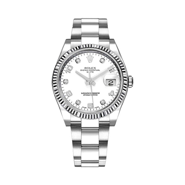 Rolex Oyster Perpetual 115234-0010 34mm White Diamond Dial