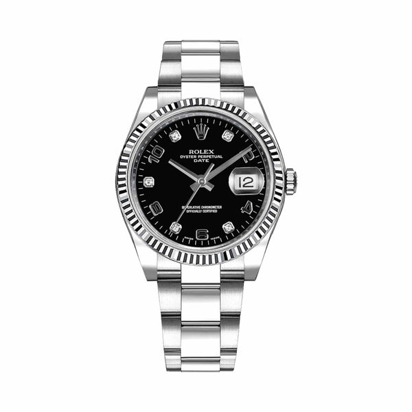 Rolex Oyster Perpetual 115234-0011 34mm Black Diamond Dial