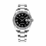 Rolex Oyster Perpetual Date 115234-BLKRO 34mm Black Roman Numeral Dial
