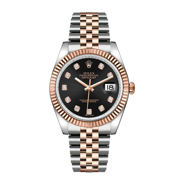Rolex Datejust 116231 36mm Stainless Steel and Rose Gold Black Diamond Dial Jubilee Bracelet