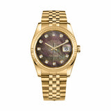 Rolex Datejust 36 116238-0057 Yellow Gold Black MOP Diamond Dial Jubilee Bracelet