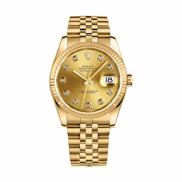 Rolex Datejust 36 116238-0061 Champagne Diamond Dial Yellow Gold
