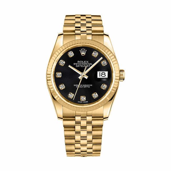 Rolex Datejust 36 Reference 116238-0067 Yellow Gold Black Diamond Dial