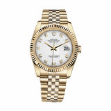 Rolex Datejust 36 116238-0068 Yellow Gold Fluted Bezel White Diamond Dial