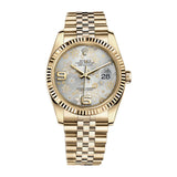 Rolex Datejust 36 Ref. 116238-0082 Silver Floral Dial Yellow Gold Jubilee