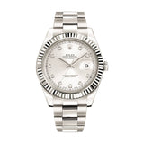 Rolex Datejust II 116334 41mm Steel Silver Diamond Dial with 18K White Gold Bezel