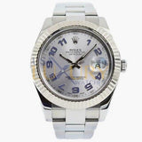 Rolex Datejust 41 Reference 116334 Silver Arabic Dial with 18k White Gold Fluted Bezel