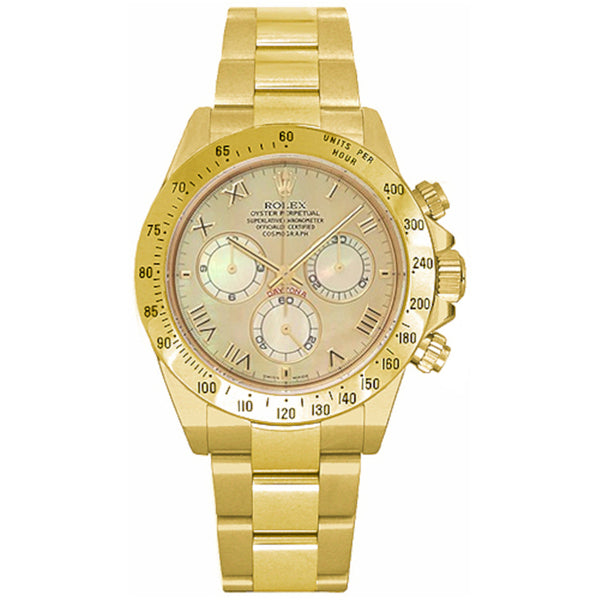 Rolex Daytona 116528 Yellow Gold 40mm Yellow Mother-of-Pearl Roman Numeral Dial
