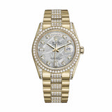 Rolex Day-Date 118388 36mm Yellow Gold Diamond Bezel Meteorite Dial President Bracelet
