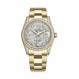 Rolex Day-Date 118388 36mm Yellow Gold Diamond Bezel Meteorite Dial Oyster Bracelet