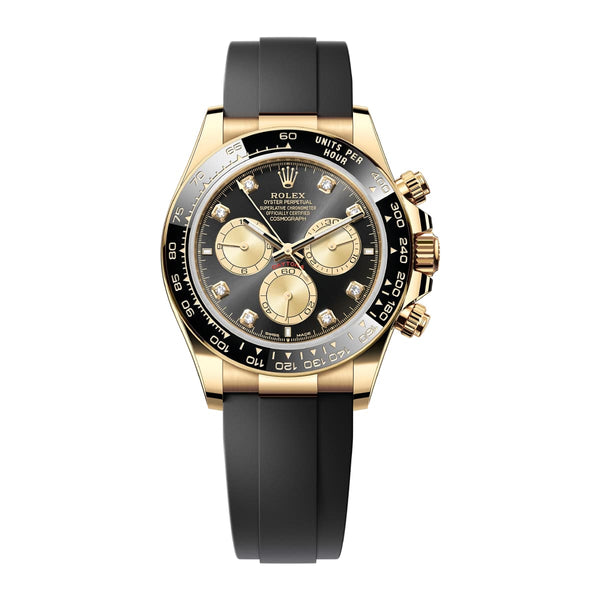 Rolex Cosmograph Daytona 126518LN-0006 Black Diamond Dial Yellow Gold Oysterflex