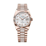 Rolex Day-Date 36 128235-0032 Everose Gold MOP Diamond Dial & Diamond-Set President Bracelet