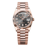 Rolex Day-Date 36 128235-0050 Everose Gold with Slate Diamond Dial
