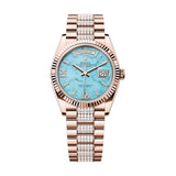 Rolex Day-Date 36 128235-0065 Turquoise Diamond Dial Everose Gold President Bracelet