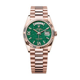 Rolex Day-Date 36 128235-0068 Everose Gold Green Aventurine Diamond Dial President Bracelet
