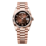 Rolex Day-Date 36 128235-0075 Rose Gold Chocolate Roman Dial