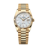Rolex Day-Date 36 128238-0123 Mother-of-Pearl Diamond Dial 18K Yellow Gold President Bracelet