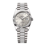 Rolex Day-Date 36 128239-0025 Silver Dial 18kt White Gold Diamond-Set President Bracelet
