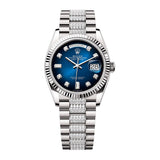 Rolex Day-Date 36 128239-0029 Blue Ombré Diamond Dial White Gold President Bracelet