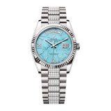 Rolex Day-Date 36 ref. 128239-0045 Turquoise Diamond Dial in 18kt White Gold