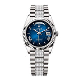 Rolex Day-Date 36 128239-0064 Blue Ombré Dial Diamond-Set President Bracelet White Gold