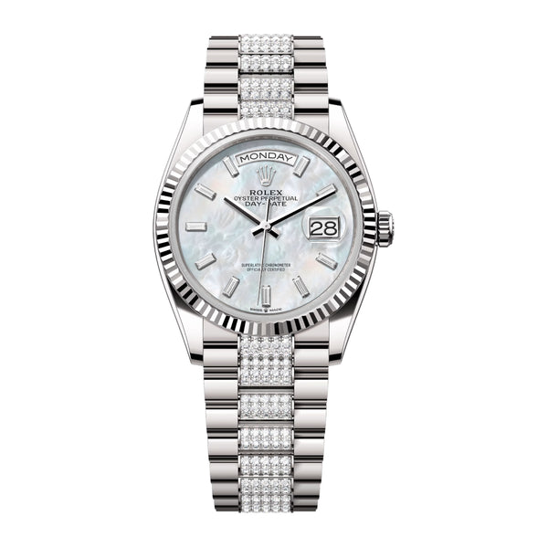 Rolex Day-Date 36 128239-0066 White Gold Diamond-Set President Bracelet