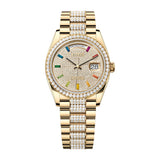 Rolex Day-Date 36 128348RBR-0031 Diamond-Paved Dial, Diamond Bezel and Diamond-Set President Bracelet in Yellow Gold