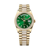 Rolex Day-Date 36 128348RBR-0079 Bright Green Diamond Dial in 18kt Yellow Gold