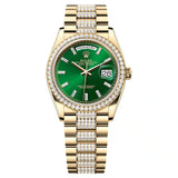 Rolex Day-Date 36 128348RBR-0079 Bright Green Dial 18K Yellow Gold President Bracelet