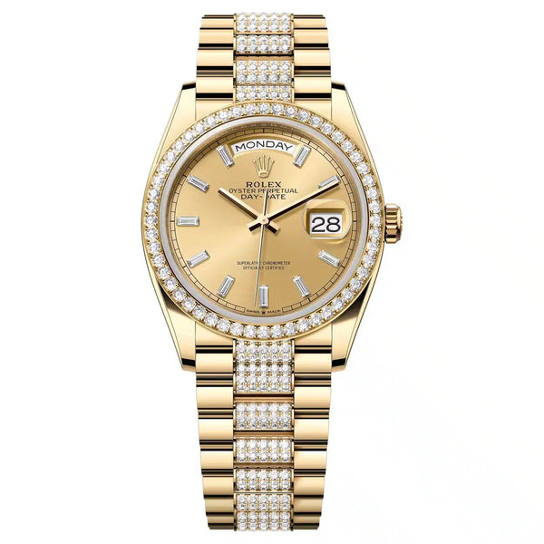 Rolex Day-Date 36 128348RBR-0081 Champagne Dial 18K Yellow Gold President Bracelet