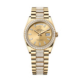 Rolex Day-Date 36 128348RBR-0081 Champagne Dial with Diamond-Set President Bracelet in Yellow Gold