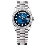 Rolex Day-Date 128349RBR-0016 36mm White Gold Blue Ombré Dial President Bracelet