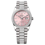 Rolex Day-Date 128349RBR-0054 Pink Dial 36mm White Gold President Bracelet
