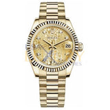 Rolex Datejust 31 Ref. 178278 18k Yellow Gold President Bracelet Champagne Diamond Dial