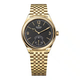 Rolex 1908 52508-0007 39mm Yellow Gold Fluted Bezel Black Dial Settimo Bracelet