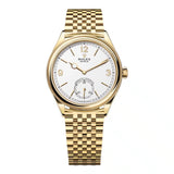 Rolex 1908 52508-0008 18k Yellow Gold Fluted Bezel White Dial Settimo Bracelet