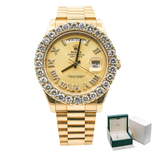 Rolex Day-Date 218238 18kt Yellow Gold President Bracelet with Aftermarket Dial and Bezel 40mm Mens Watch