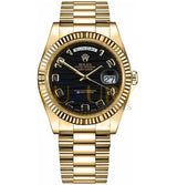 Rolex Day-Date II 218238 18K Yellow Gold Black Wave Arabic Dial 41mm