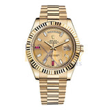 Rolex Day-Date II 218238 41mm 18K Yellow Gold Champagne Dial 8 Baguette Diamonds 2 Baguette Rubies