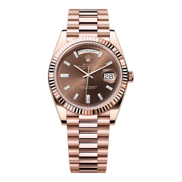 Rolex Day-Date 40 228235-0003 Rose Gold Chocolate Diamond Dial